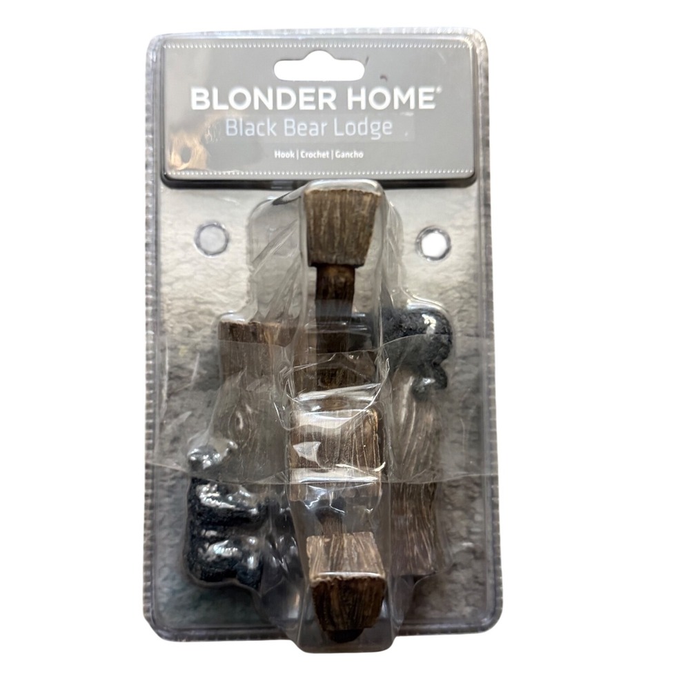 Blonder Home Black Bear Lodge Hook Rustic Cabin Decor XBBLG673RM NEW